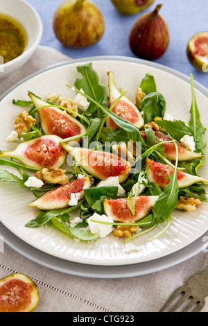 Fig,Goat cheese and rocket salad Stock Photo