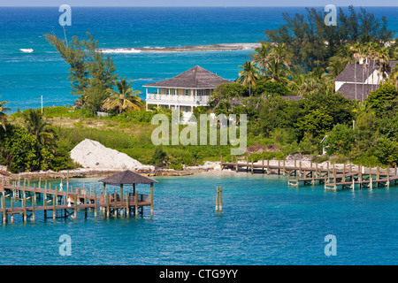 Private waterfront home on Paradise Island in Nassau, Bahamas Stock Photo