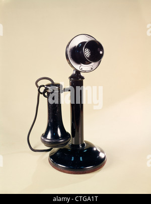 1920s BLACK CANDLESTICK TELEPHONE Stock Photo