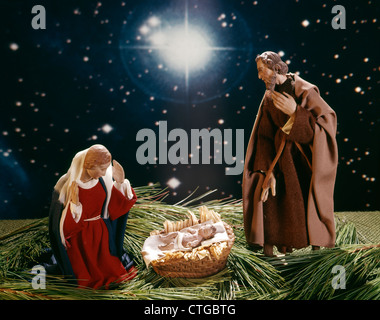 STARS NATIVITY BABY JESUS MARY JOSEPH Stock Photo