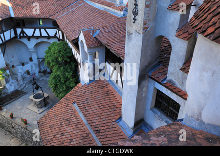 Interior courtyard at Bran Castle in Transylvania, Romania Stock Photo