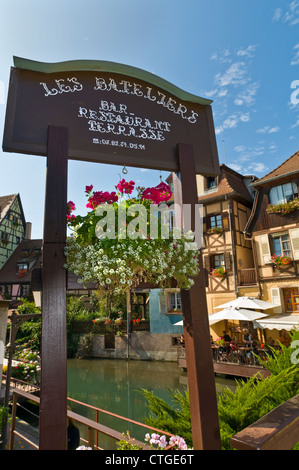 Petite Venise 'Little Venice' waterside restaurant Colmar Alsace France Stock Photo