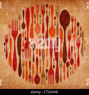 Abstract cutlery vintage colorful background. Stock Photo
