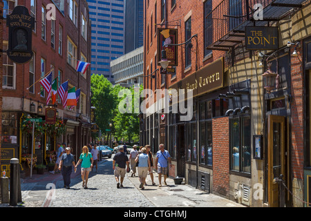 Bars and taverns on Marshall Street on the Freedom Trail in historic downtown Boston, Massachusetts, USA Stock Photo