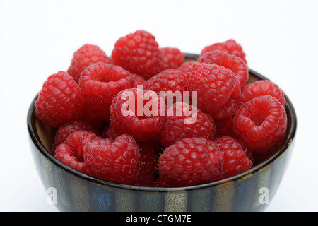 Fresh raspberries in a bowl, close-up Stock Photo
