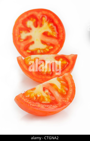 Red tomato slice isolated on white background Stock Photo