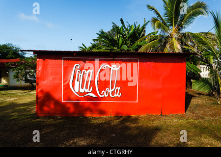 Coca Cola advertising painted by a local artist on Little Corn Island, Nicaragua. Stock Photo