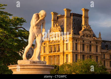 Henri Vidal's sculpture - (1896) (Cain after killing his brother Abel), in Jardin des Tuileries, Paris France Stock Photo