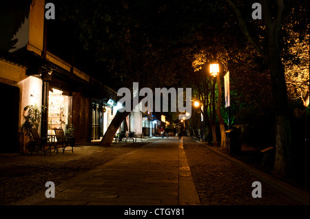 Pingjiang street at the night, Suzhou Stock Photo