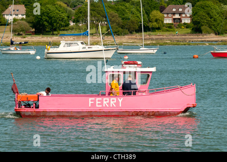 pink ferry on the river hamble Stock Photo