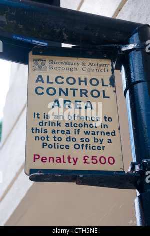 Drinking control area sign Stock Photo - Alamy