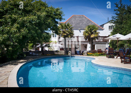 Outdoor swimming pool at the White House Hotel on Herm in the Channel Islands Stock Photo