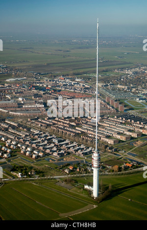 The Netherlands, Ijsselstein, Broadcasting TV tower. Aerial. Stock Photo