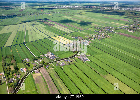 The Netherlands, Zegveld, Polder called Zegvelderbroek. Farms. Aerial. Stock Photo