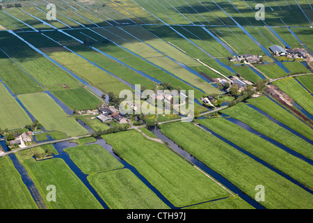 The Netherlands, Zegveld, Polder called Zegvelderbroek. Farms. Aerial. Stock Photo