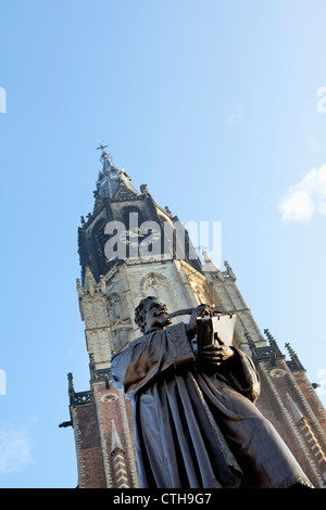 Netherlands, Delft, Statue of Hugo De Groot by church called New Church. Stock Photo