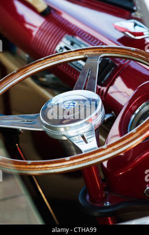 VW Volkswagen camper van wooden steering wheel Stock Photo