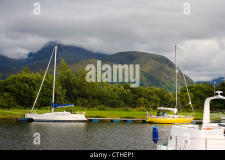Looking across the Caledonian Canal towards Ben Nevis near Fort William in Inverness-shire,Scotland, Stock Photo