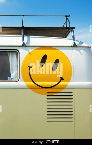 Large smiley face on the side of a VW Volkswagen camper van Stock Photo ...