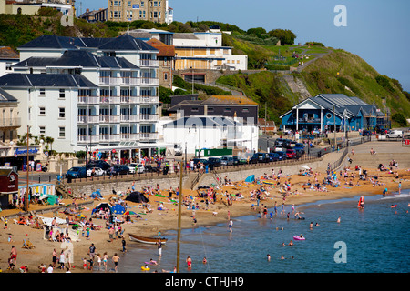 Seafront, Beach, bathers, Ventnor, Isle of Wight, England, UK Stock Photo