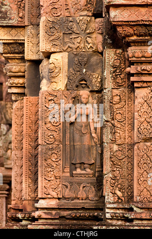 Devata Relief at Banteay Srei, Angkor Wat Temple, Cambodia, Asia, Stock Photo
