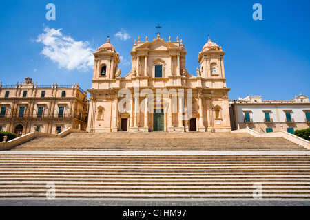 the Cathedral in late Baroque style town Noto, Sicily, Italy Stock Photo