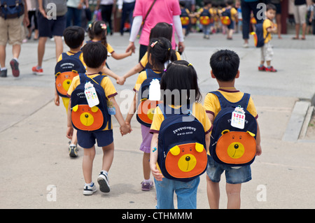 Children on a school field trip to Namsangol Hanok Village. Stock Photo