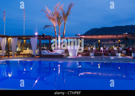 Denia Port, Beach Club, Pool, Costa Blanca, Spain Stock Photo