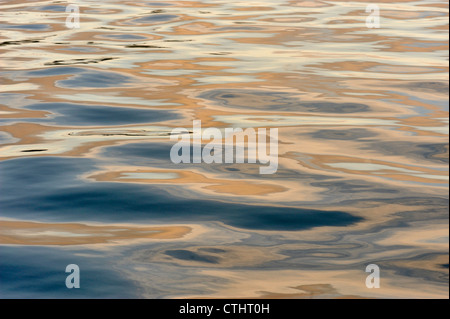 Sky reflections in waters of Blackfish Sound, Blackfish Sound, British Columbia, Canada Stock Photo