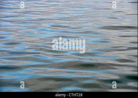 Sky reflections in waters of Blackfish Sound, Blackfish Sound, British Columbia, Canada Stock Photo