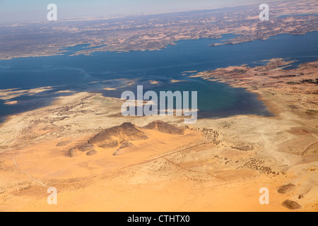 Aerial view of Lake Nasser, Egypt Stock Photo