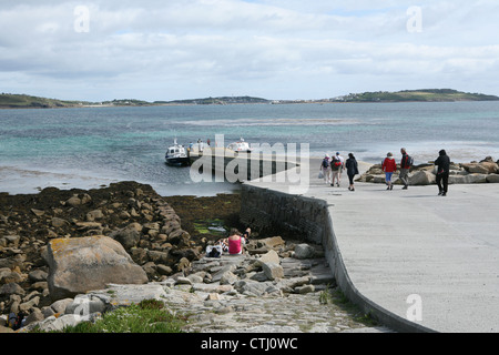Carn near quay, Crow point  Tresco  Scilly Isles Isles of Scilly Cornwall England UK Great Britain GB Stock Photo