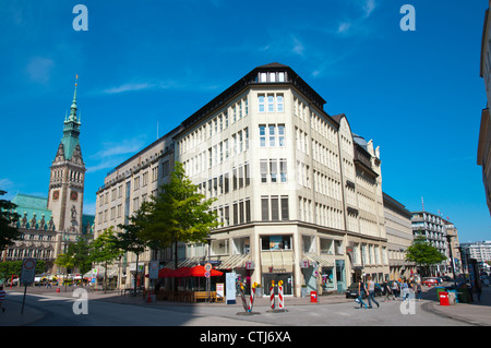 Altstadt street scene with Rathaus the town hall old town Hamburg Germany Europe Stock Photo