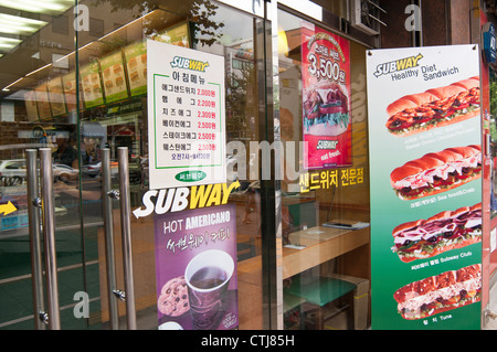Subway sandwich shop in Seoul, Korea Stock Photo