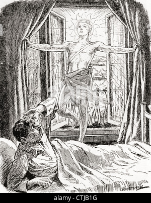 Allegorical illustration depicting the introduction of daylight saving time during World War I. Stock Photo