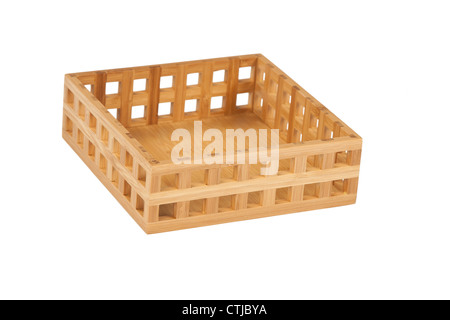 Small bamboo wooden basket on white background Stock Photo