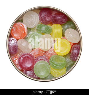 Tin of travel sweets Stock Photo