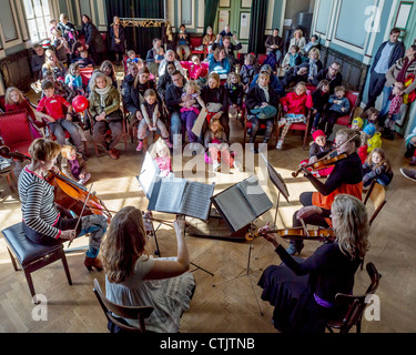 Children performing during the annual cultural festival for children, Reykjavik,  Iceland Stock Photo