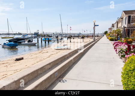 Balboa Island harbor in Newport Beach, California. Stock Photo