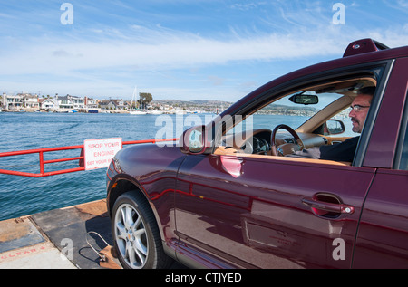 The Balboa Island Car Ferry in Newport Beach, California. Stock Photo