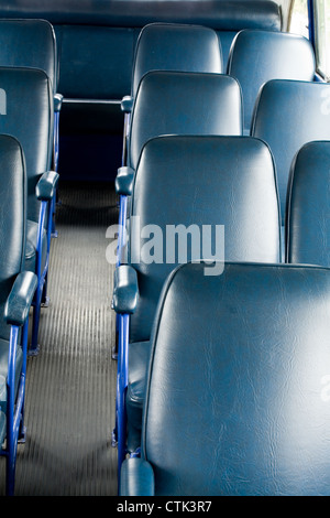 seats in a old bus for background Stock Photo