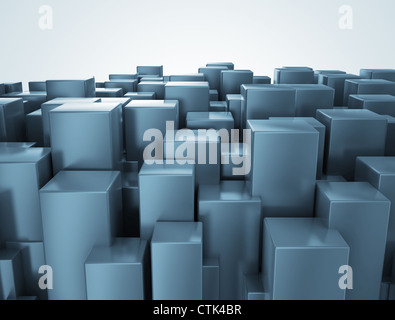 Abstract 3d city mad of metallic cubes Stock Photo