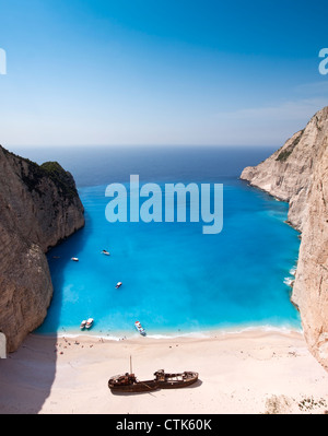 Shipwreck of the Navagio Beach in Zakynthos - greece/ionian Sea Stock Photo