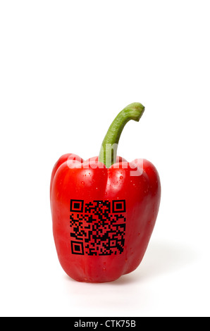 pepper with qr code Stock Photo