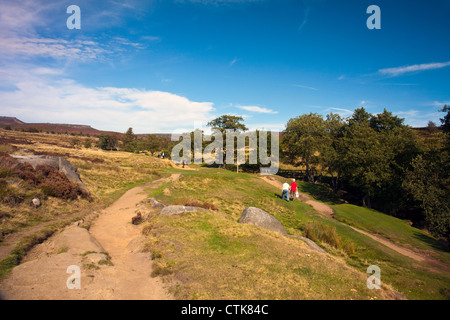 Burbage Brook flowing through the National Trust's Longshaw Estate above Padley Gorge in Peak District National Park Derbyshire Stock Photo