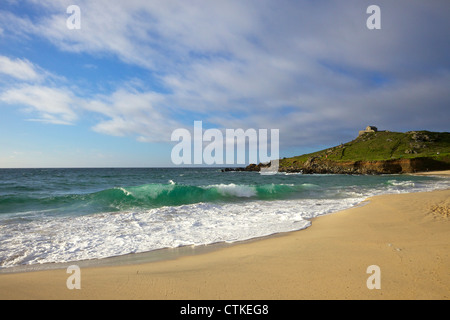 Summer evening sunshine on Porthmeor beach, St Ives, Cornwall, Southwest England, UK, GB, Europe