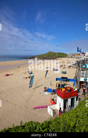 Summer sunshine on Porthmeor beach, St Ives, Cornwall, Southwest England, UK, GB, Europe