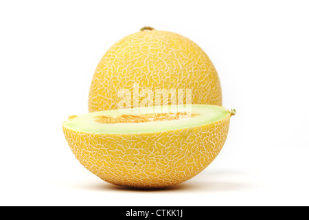 galia slice melone isolated on white Stock Photo