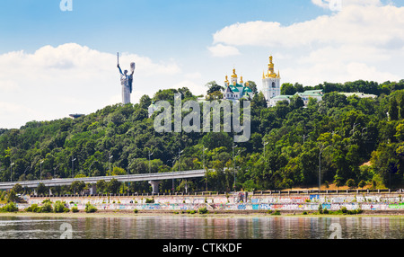 view on monument of Mother of the Fatherland from Dnieper River in Kiev, Ukraina Stock Photo