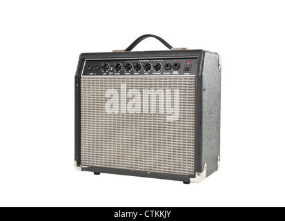 Vintage little grungy guitar amplifier with clipping path. Stock Photo